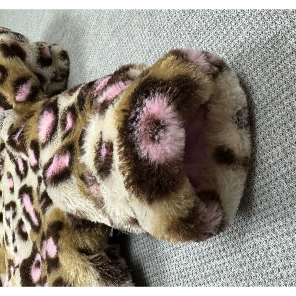 Baby Girls Leopard Print Faux Fur Hooded Bunting Suit 6/9M Satin Bow Lined - Picture 6 of 14